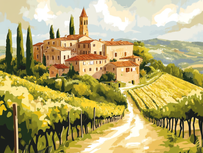 Tuscan village, Chianti, Wine