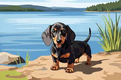 Dog portraits - Dachshund by the lake