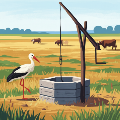 Stork by the Cattail Well