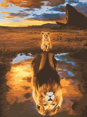 The lion's reflection