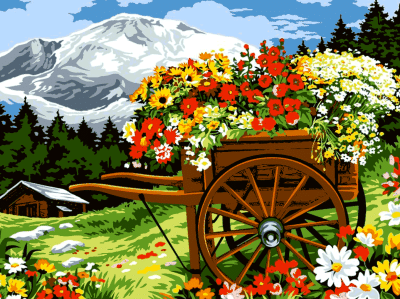 Cart with flowers