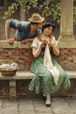 A romantic scene set in Italy