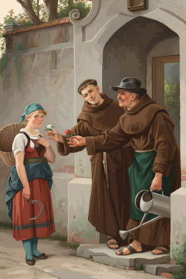 Friendly monks give flowers