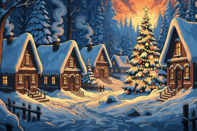 Winter village Christmas atmosphere