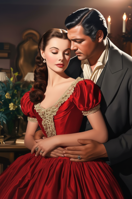 Romantic couple portrait in needlepoint tapestry style