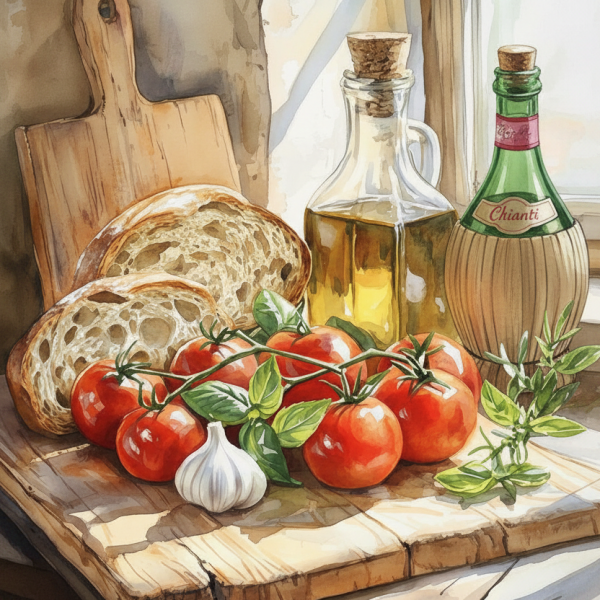 Still Life with Bread and Tomatoes - Variation 2