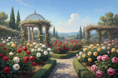 Rose garden with pavilion