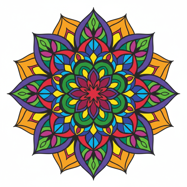 Colorful mandala circle, floral pattern