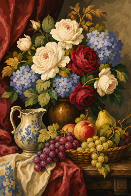 Old-style still life gobelin