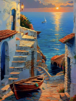 Sunset in the Mediterranean Town