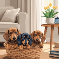 Toy dogs in the living room