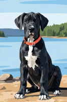 Dog portrait - Black Puppy   

