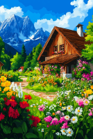 Forest cottage with a wonderful flower garden