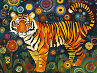 Tiger portrait in the style of Klimt