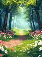 Floral forest pathway