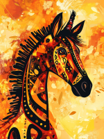 Zebra portrait in African style