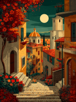 Night in the Italian small town