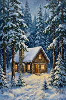 Winter scene at the original cottage