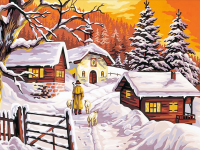 Snowy houses in the village