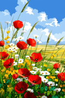 Poppies in the spring meadow