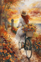 Autumn landscape with a bicycle