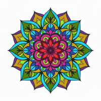 Colorful mandala circle, floral pattern