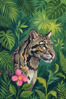 Misty panther in the jungle
