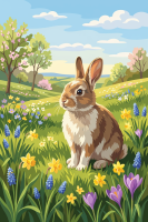 Bunny in a flower field