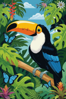 Tropical toucan in the jungle