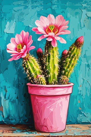 Blooming cactus in a pot